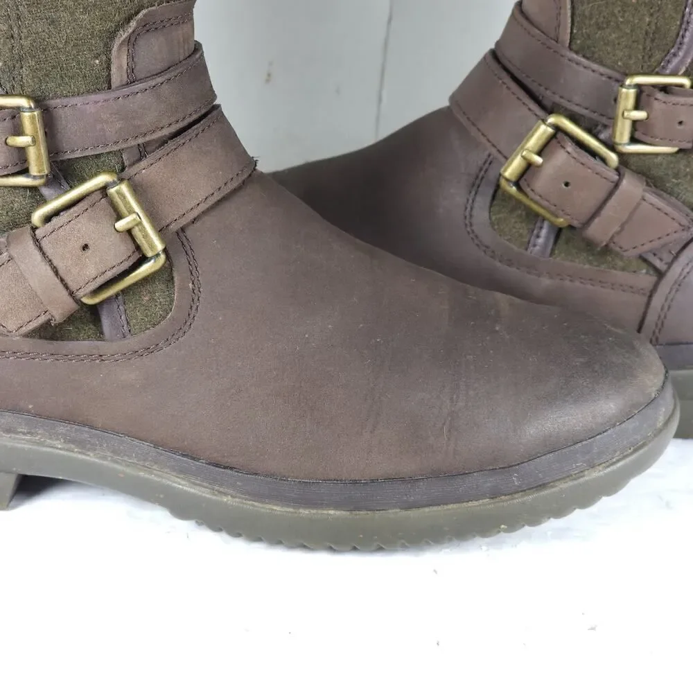 UGG Women's Simmens US 7 Brown Leather Lined LaceUp Waterproof Winter Boots